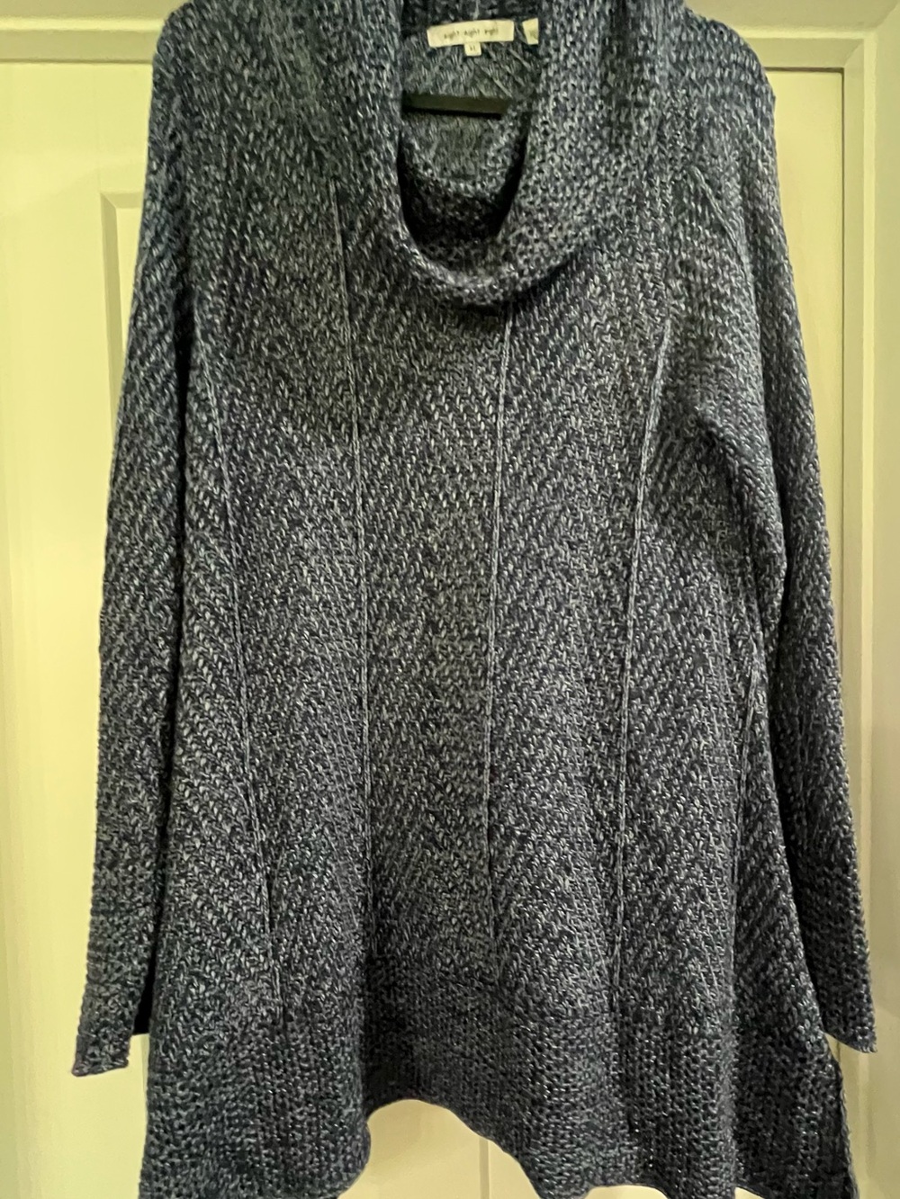 eight eight eight Navy Cowl Neck Tunic Sweater 100 percent cotton Size XL